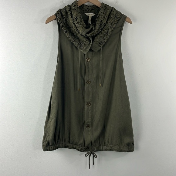 Matilda Jane Ambitious You Green Cape Vest Lace Button Up Floral Womens Size M - Picture 1 of 13
